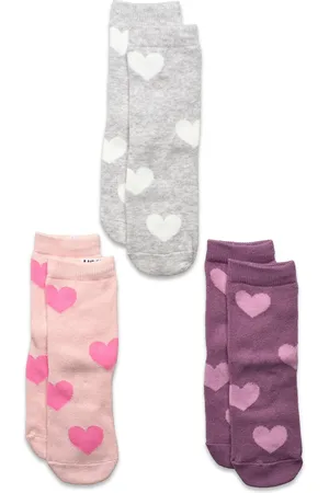 Lindex Sock 3 P Sg Hearts Pink