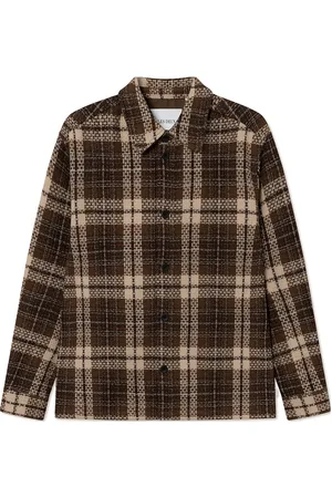 Les Deux Jonathan Check Overshirt Brown