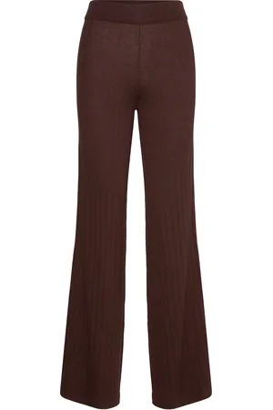 Davida Cashmere Fine Knit Wide Pants Brown