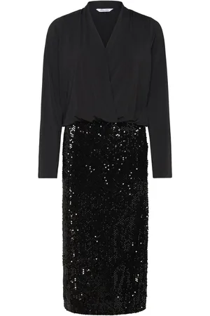 BUBBLEROOM Sequin Trumpet Sleeve Midi Dress