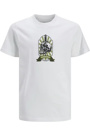 JACK & JONES Jorseven Skull Tee Ss Crew Neck Sn Jnr White Jack & J S