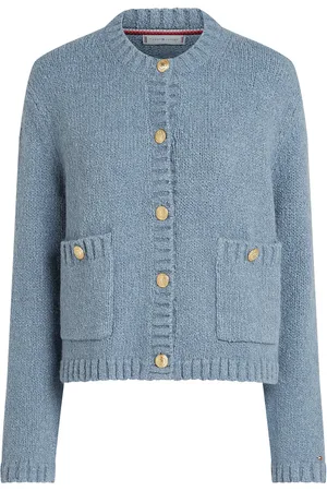Tommy Hilfiger Textured Gold Button Lady Jacket Blue