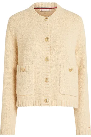 Tommy Hilfiger Textured Gold Button Lady Jacket Cream