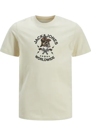JACK & JONES Jorseven Skull Tee Ss Crew Neck Sn Jnr Cream Jack & J S