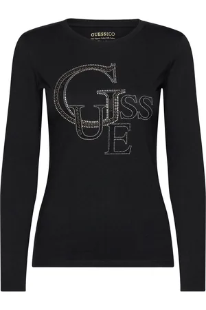 Guess Ls Rn Guess Studded Logo Tee Black