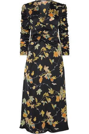 by Ti Mo Satin Rouching Dress Navy
