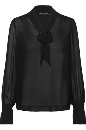French Connection Eden Ggt Ls Tie Nk Blouse Black