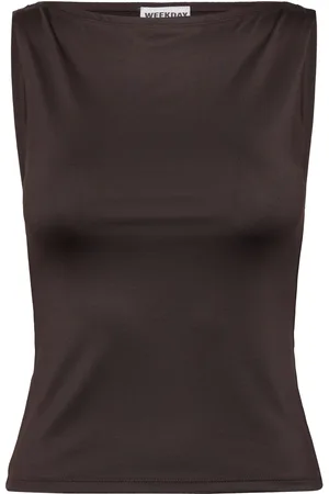Weekday Annie Boatneck Sleeveless Top Brown