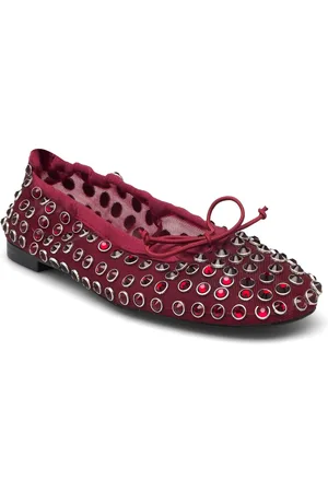 MANGO Studded Mesh Ballerina Shoes Red