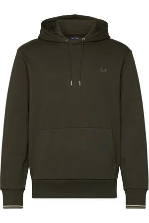 Fred Perry Tipped Hooded Sweatsh Khaki