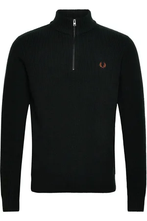 Fred Perry Textured Half Zip Jmpr Black