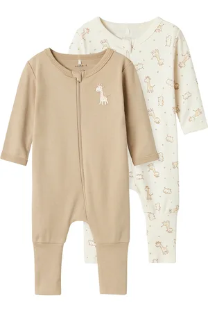 NAME IT Nbnnightsuit 2P Zip Ff Jet Giraffe Noos White