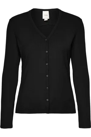 Calvin Klein Modal Rib V-Nk Ls Cardi Black