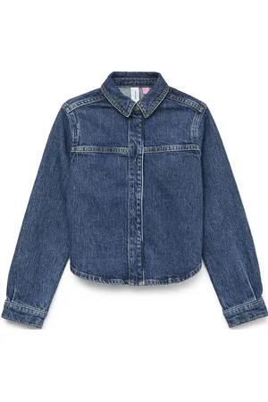 VERO MODA Vmhayden Ls Bow Denim Shirt Ra3040 Girl Blue
