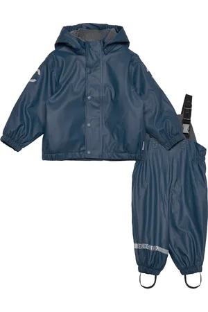 Mikk-Line Pu Rain Set W. Fleece/Susp. 104 Rec Navy