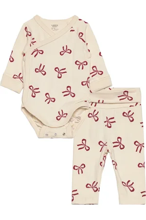Lindex Set Wrap Body Leggings Bow New Beige
