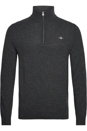 GANT Extrafine Lambswool Half Zip Grey