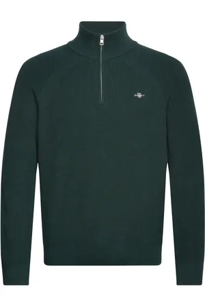 GANT Cotton Wool Rib Half Zip Green