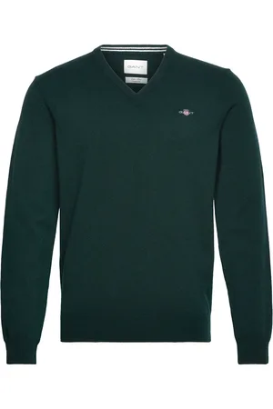 GANT Superfine Lambswool V-Neck Green