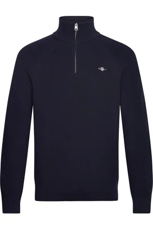 GANT Cotton Wool Rib Half Zip Navy