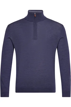 GANT Extrafine Merino Wool Half Zip Navy