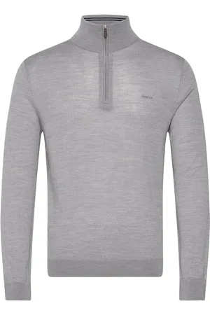GANT Extrafine Merino Wool Half Zip Grey