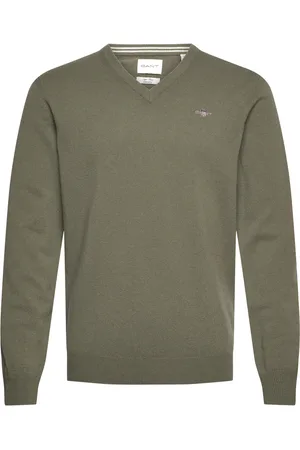 GANT Superfine Lambswool V-Neck Green