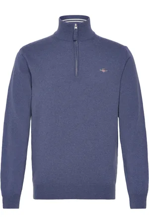 GANT Superfine Lambswool Half Zip Blue