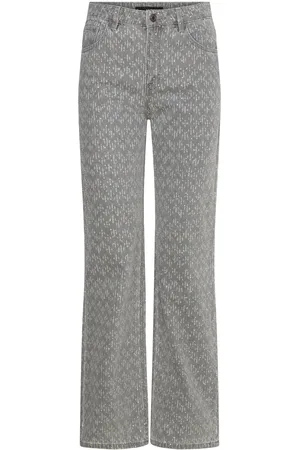 MANGO Straight-Fit Jeans With Rhinest Detail Grey
