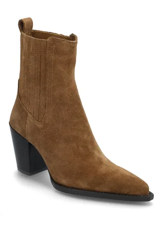 MANGO Suede Block-Heel Boots Brown