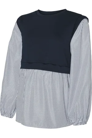 Mama;licious Mljennifer Ls Mix Vest Top Navy
