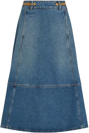 Tommy Hilfiger Dnm Midi Skirt Hw Leather Blue