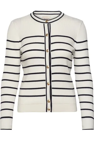 GANT Ribbed Breton Cardigan White