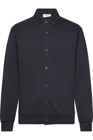 Lindbergh Jersey Button Through Pique L/S Black