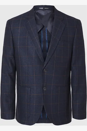 SELECTED Slhslim-Dallas Wool Check Blz Noos Navy