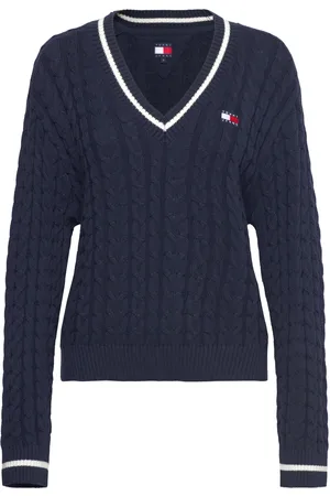 Tommy Hilfiger Tjw Badge Cable V-Neck Sweater Navy