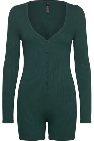Hunkemöller Sie Short Slim Rib Henley Green