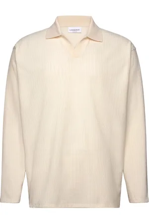 Lindbergh V-Neck Jacquard Polo L/S Cream