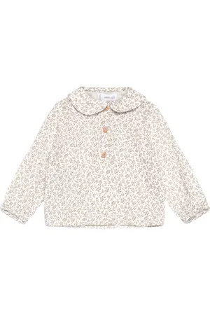 MANGO Printed Cotton Blouse White