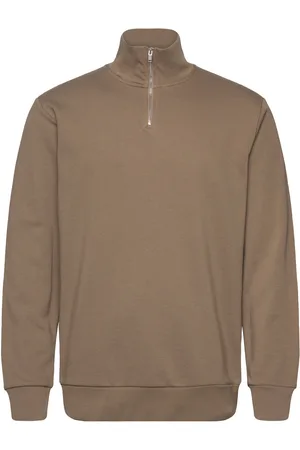 Lindbergh Jersey Half Zip Sweat Brown