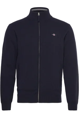 GANT Superfine Lambswool Zip Cardigan Navy