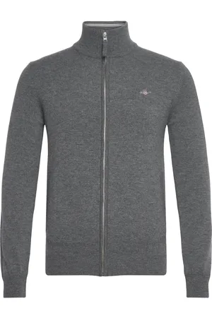 GANT Superfine Lambswool Zip Cardigan Grey