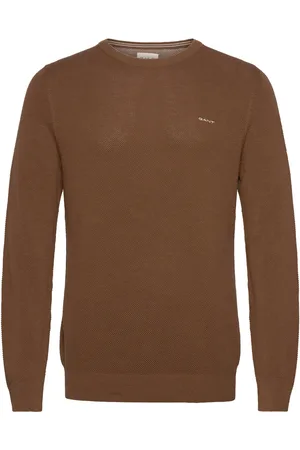 GANT Cotton Pique C-Neck Brown