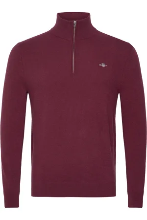 GANT Extrafine Lambswool Half Zip Burgundy