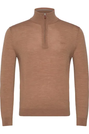 GANT Extrafine Merino Wool Half Zip Beige