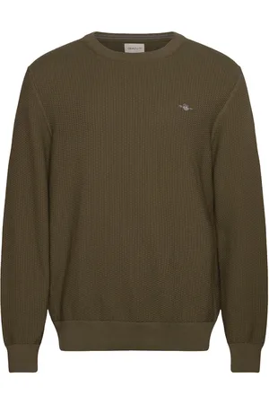 GANT Cotton Micro Textured C-Neck Khaki