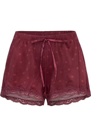 Hunkemöller Velvet Lace Shorts Burgundy