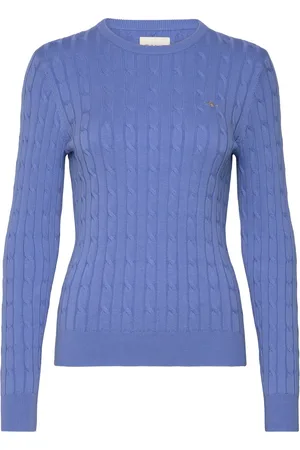 GANT Stretch Cotton Cable C-Neck Blue