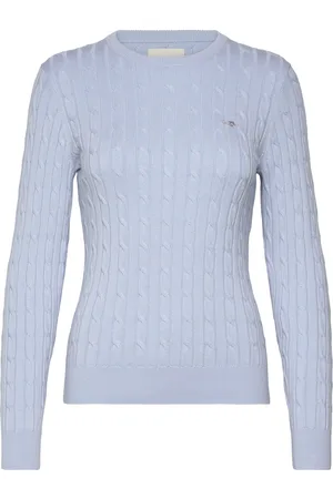 GANT Stretch Cotton Cable C-Neck Blue