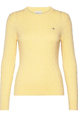 GANT Stretch Cotton Cable C-Neck Yellow